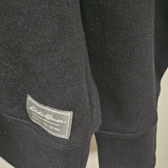 Eddie Bauer Pullover Mens 2XL Black Sherpa Fleece Lined 1/4 Zip Outdoor Warm - Picture 3 of 5